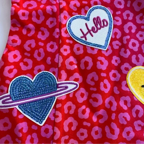 Rare Editions Toddler Girls Leopard Print Patches Dress Pink/Red NWT NEW - Picture 5 of 15